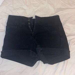 black denim shorts